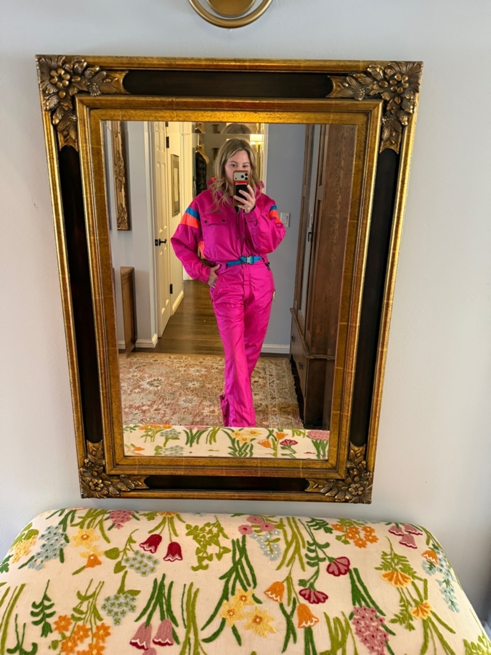 Vintage Nevika Snow Ski Suit- Pink with Blue Accents